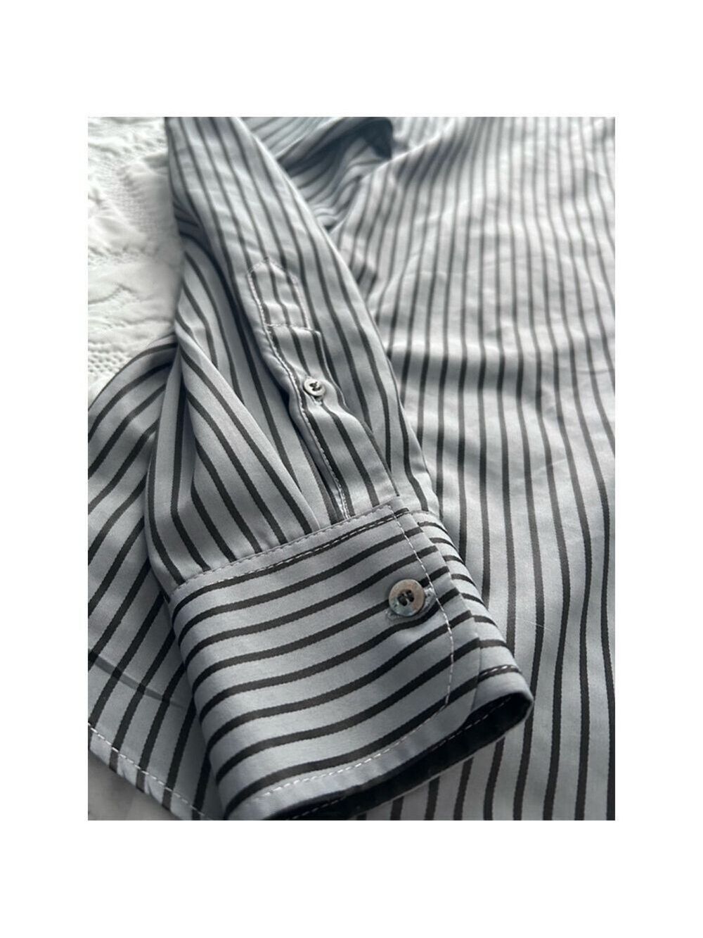 Men's Hugo Boss Striped Long Sleeve Button Down Shirt Gray, XL - Picture 6 of 8